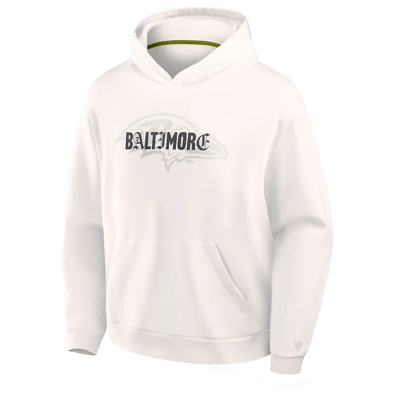 Sweat à capuche oversize crème Baltimore Ravens pour homme de Fanatics