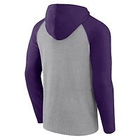 T-shirt à capuche manches longues Fanatics pour hommes, gris/violet, Baltimore Ravens Under Center