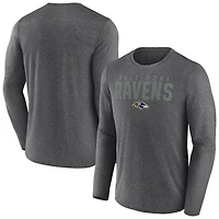 T-shirt à manches longues latéral Blackout pour homme Fanatics Heather Charcoal Baltimore Ravens