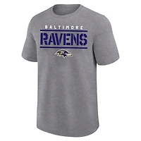 T-shirt Fanatics pour homme, gris chiné, grand format, des Ravens de Baltimore