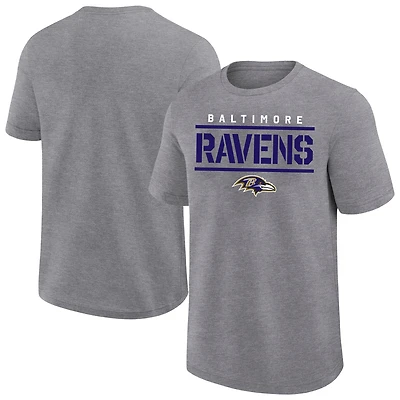 T-shirt Fanatics pour homme, gris chiné, grand format, des Ravens de Baltimore