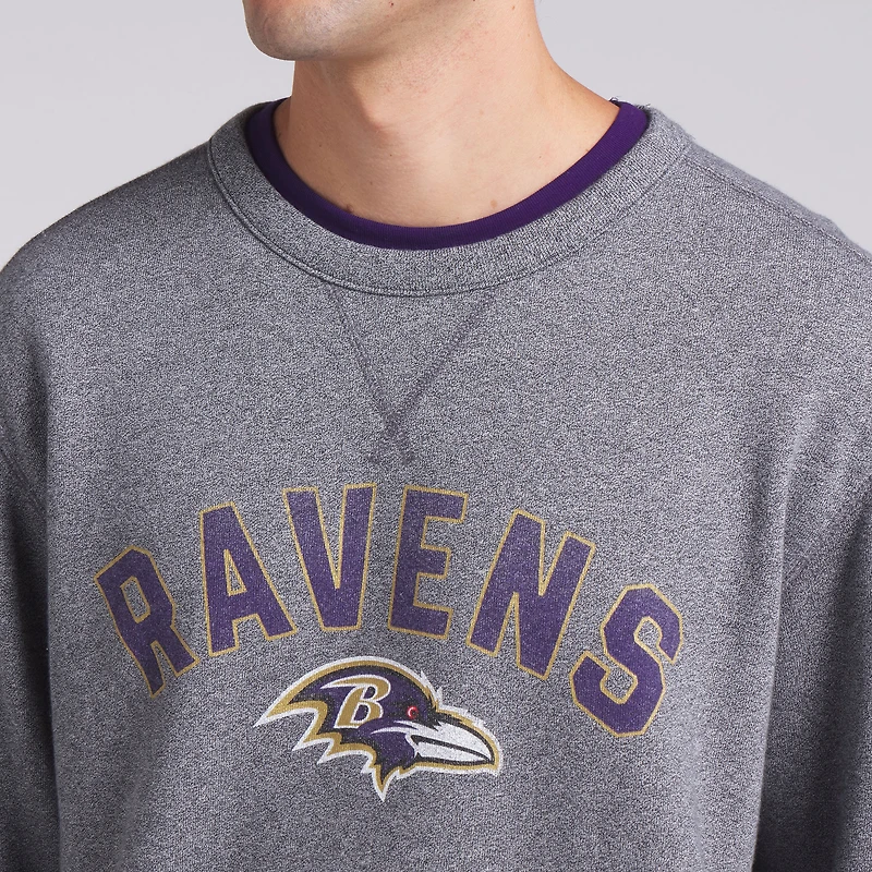 Men's Fanatics  Heather Gray Baltimore Ravens Loop Terry Pullover Sweatshirt