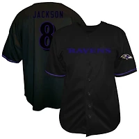 Chemise boutonnée de baseball noire pour homme Fanatics Lamar Jackson, Ravens Baltimore, grande taille