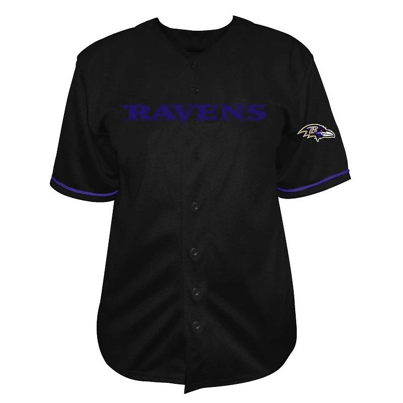 Chemise boutonnée de baseball noire pour homme Fanatics Lamar Jackson, Ravens Baltimore, grande taille