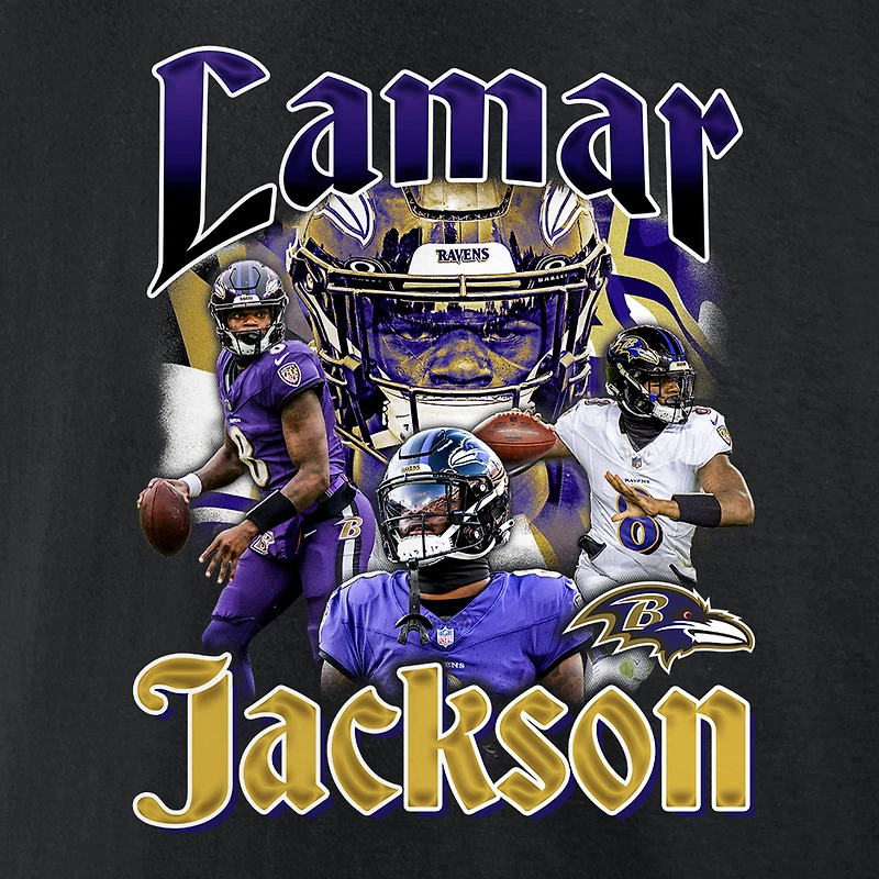 Men's Fanatics Lamar Jackson Black Baltimore Ravens Notorious Player Graphic T-Shirt
