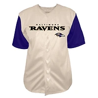 Men's Fanatics Lamar Jackson Cream Baltimore Ravens Big & Tall Baseball Button-Up Shirt