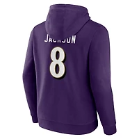 Men's Fanatics Lamar Jackson Purple Baltimore Ravens Big & Tall Name Number Fleece Hoodie
