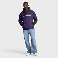 Sweat à capuche Fanatics violet/noir pour homme avec logo casque des Baltimore Ravens