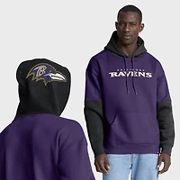 Sweat à capuche Fanatics violet/noir pour homme avec logo casque des Baltimore Ravens