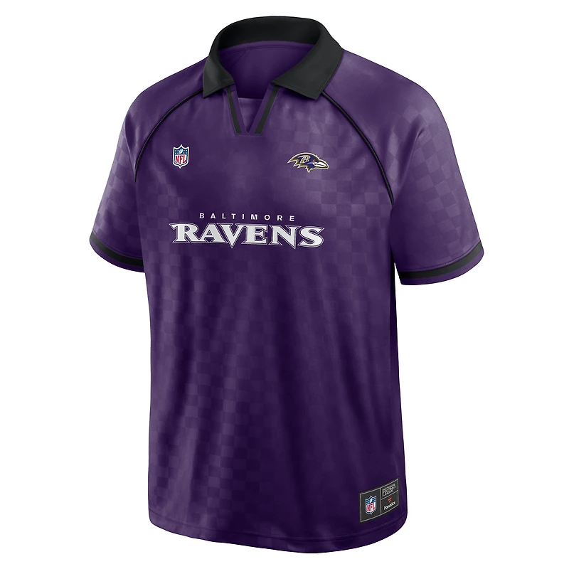 Men's Fanatics Purple/Black Baltimore Ravens Homerun Raglan V-Neck Polo