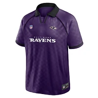 Men's Fanatics Purple/Black Baltimore Ravens Homerun Raglan V-Neck Polo