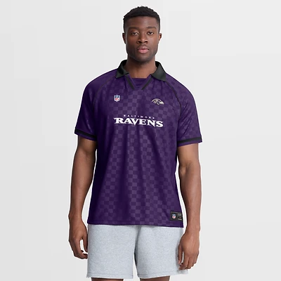 Polo raglan à col en V pour homme Fanatics violet/noir Baltimore Ravens Homerun