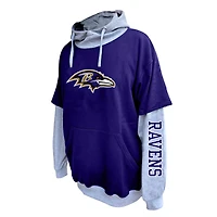 Sweat à capuche Fanatics violet/gris chiné pour homme des Ravens de Baltimore, taille grande et