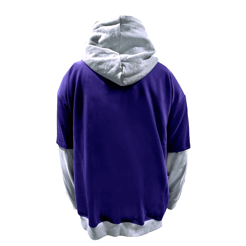 Sweat à capuche Fanatics violet/gris chiné pour homme des Ravens de Baltimore, taille grande et