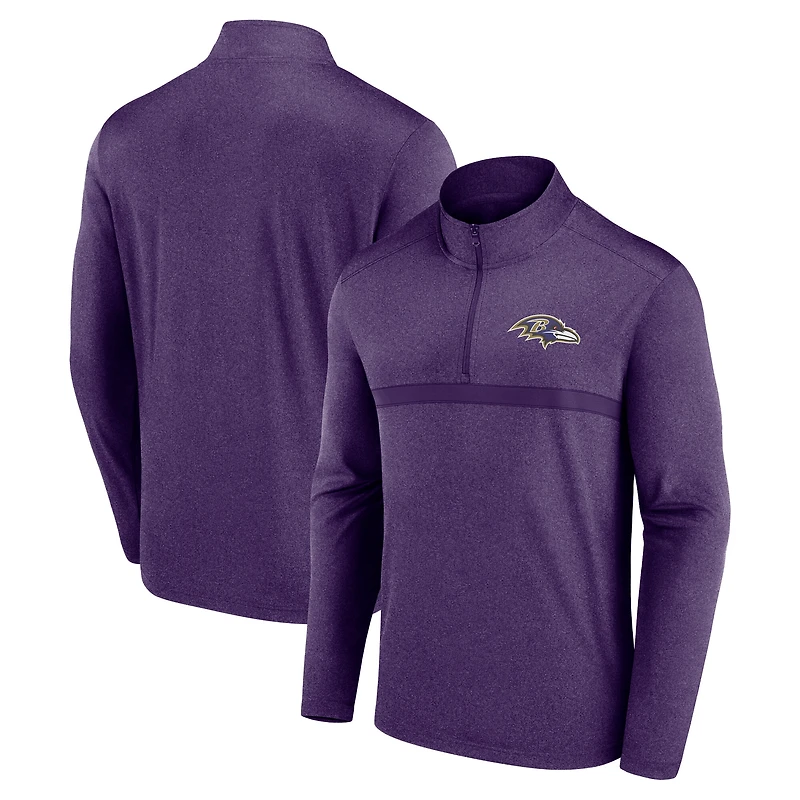 Pull zippé quart de tour Fanatics violet pour homme, motif tête-à-tête des Ravens Baltimore