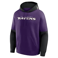 Sweat à capuche violet Fanatics pour homme avec logo casque des Baltimore Ravens