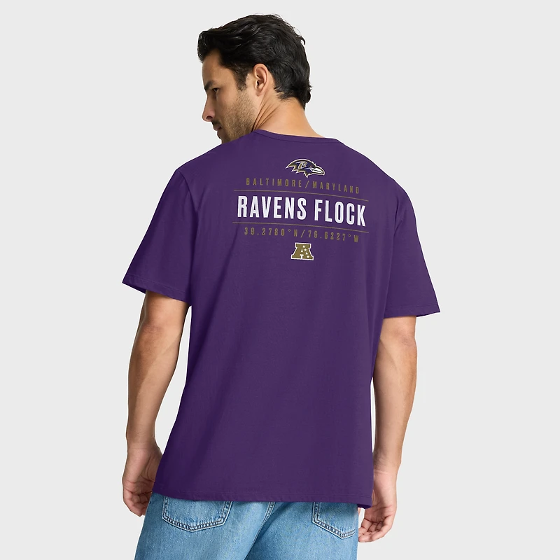 T-shirt violet Fanatics pour homme avec poche passe des Ravens de Baltimore