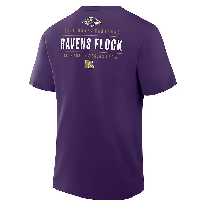 T-shirt violet Fanatics pour homme avec poche passe des Ravens de Baltimore