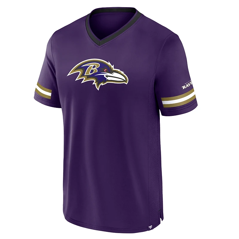 T-shirt empilable à rayures fanatiques violet Baltimore Ravens pour hommes