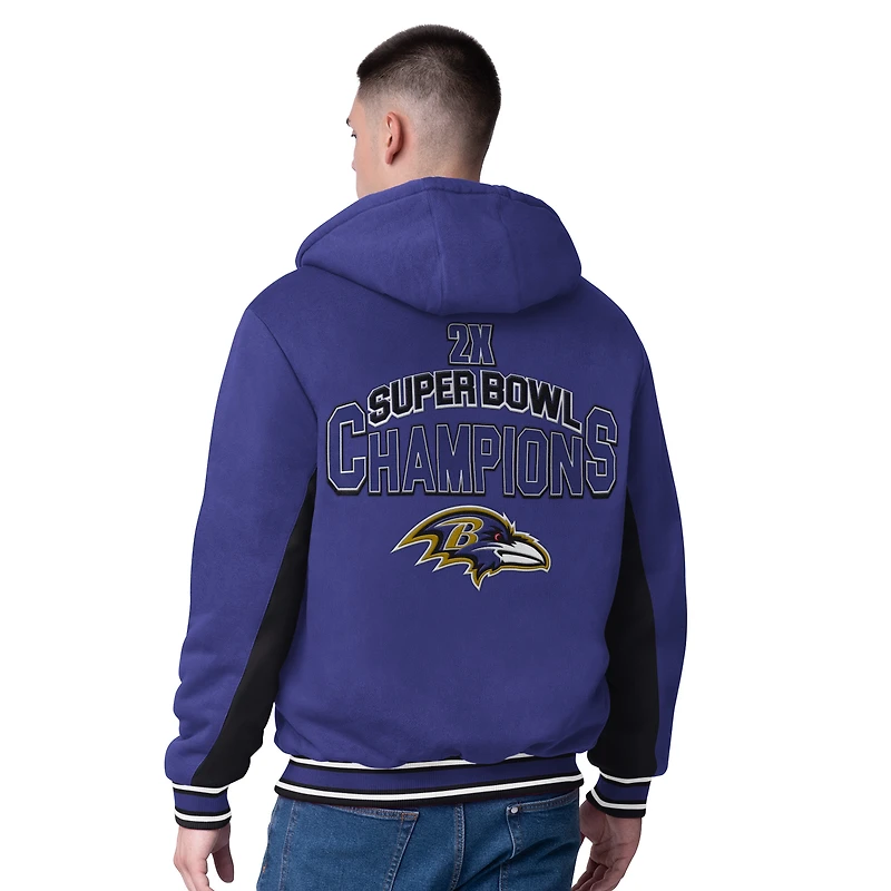 Men's G-III Extreme Purple Baltimore Ravens No Huddle Commemorative Full-Zip Hoodie Jacket