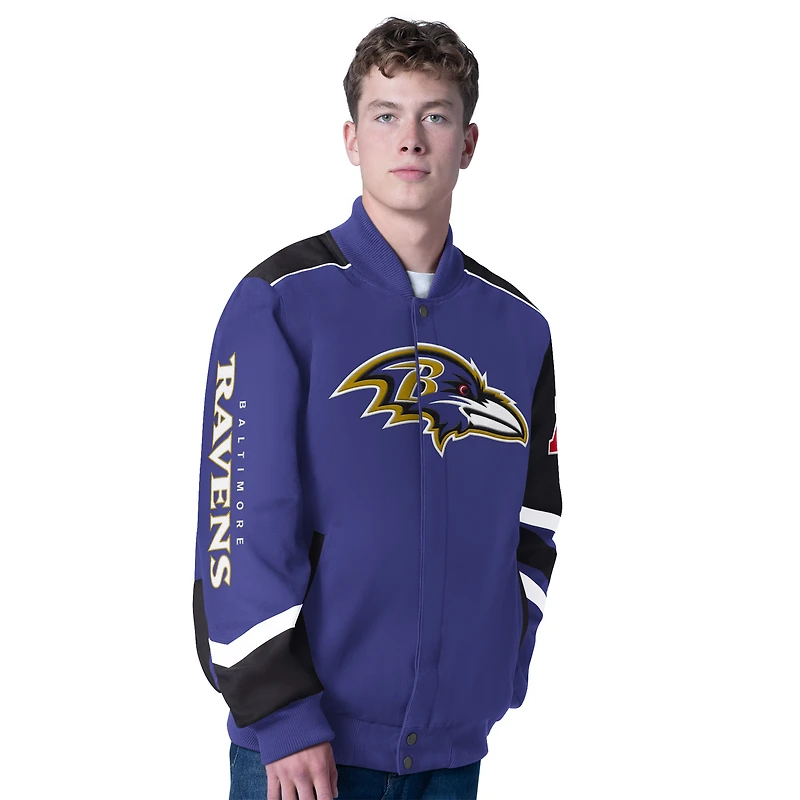 Men's G-III Sports by Carl Banks Purple Baltimore Ravens Prime Time Full-Zip Racing Jacket
