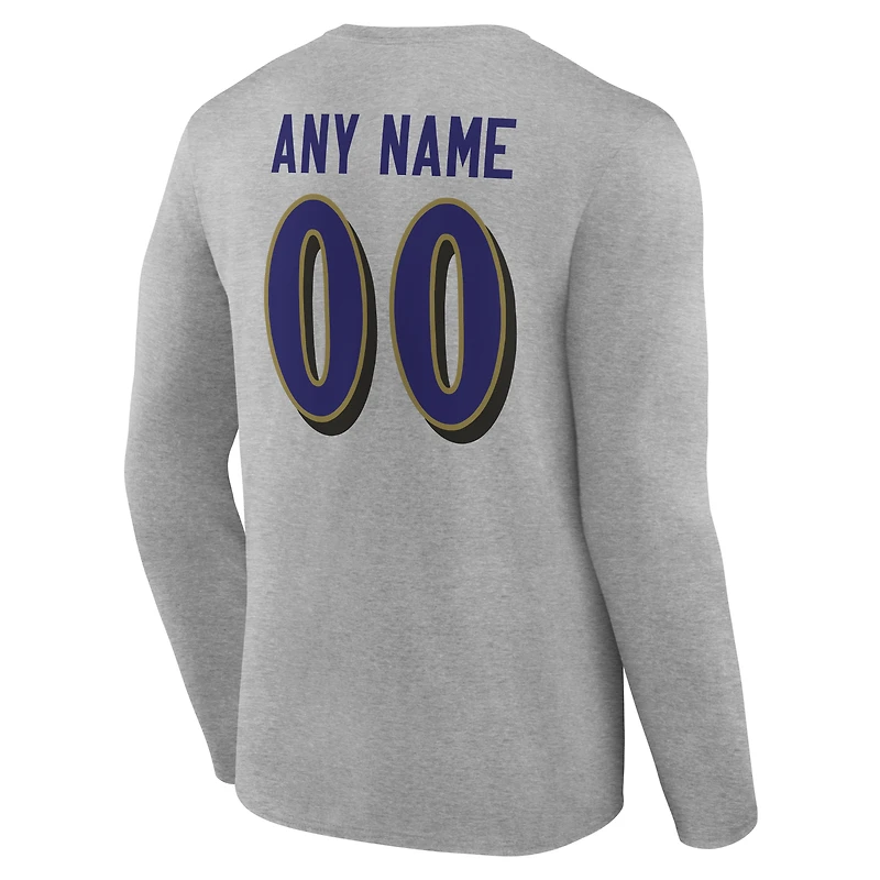 Men's Baltimore Ravens Team Authentic Personalized Name & Number Long Sleeve T-Shirt