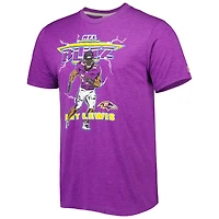 Men's Homage Ray Lewis Heathered Purple Baltimore Ravens NFL Blitz Retired Player Tri-Blend T-Shirt