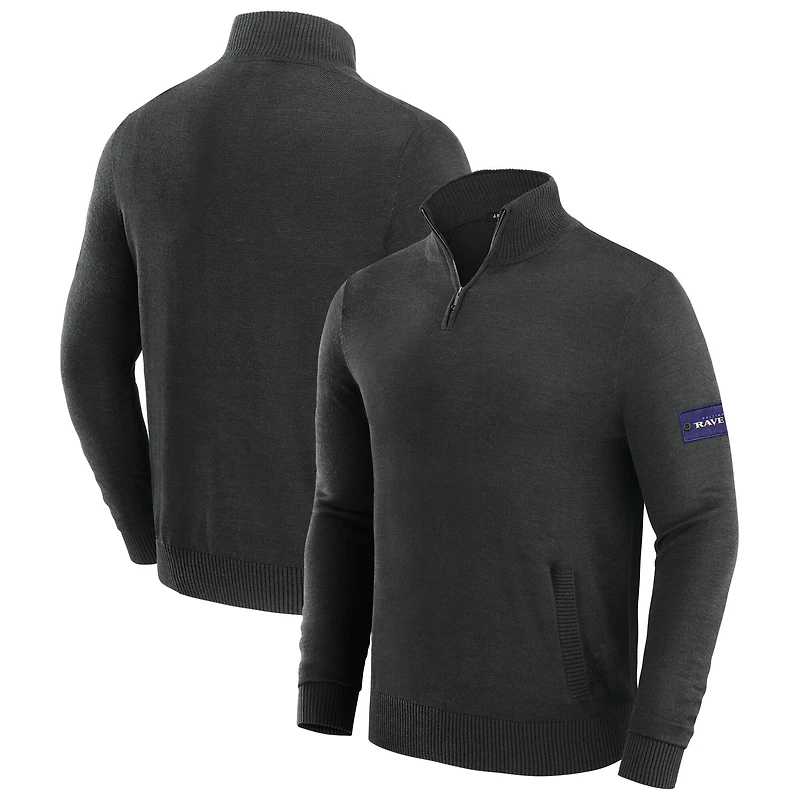 Men's J. Palmer Black Baltimore Ravens Franchise Quarter-Zip Sweater