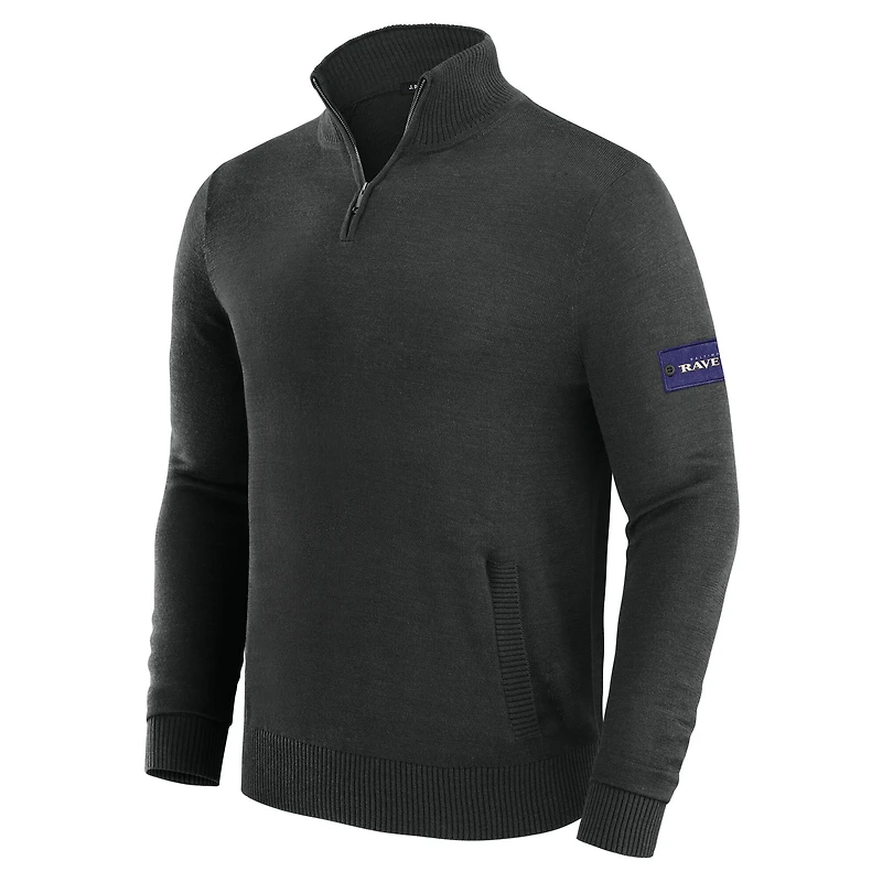 Men's J. Palmer Black Baltimore Ravens Franchise Quarter-Zip Sweater