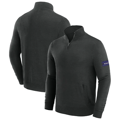 Men's J. Palmer Black Baltimore Ravens Franchise Quarter-Zip Sweater