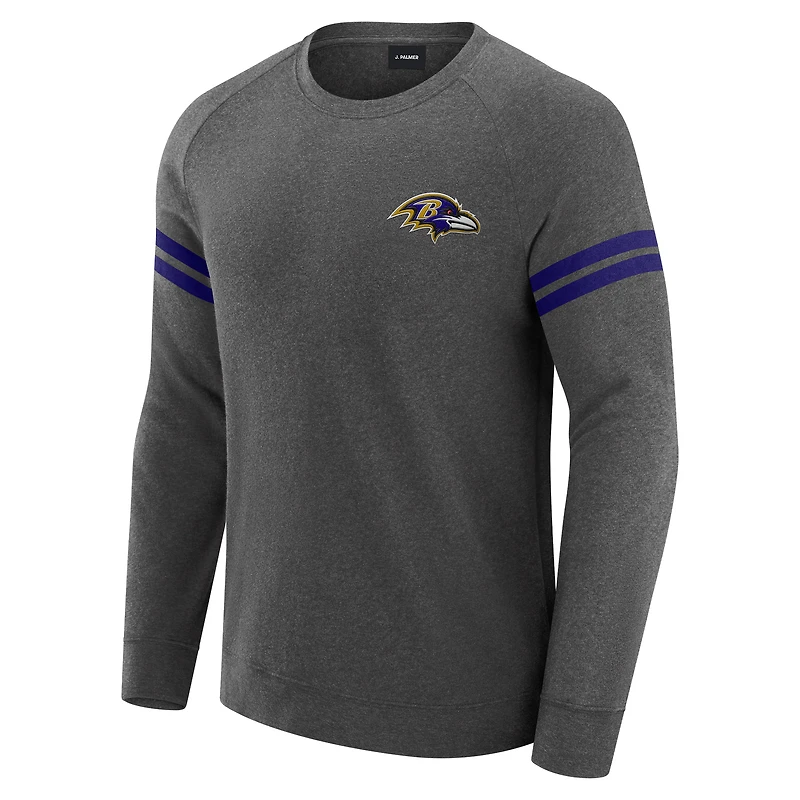 Men's J. Palmer Dark Heather Gray Baltimore Ravens Players Lounge Raglan Tri-Blend Sweatshirt