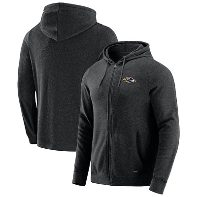 Sweat à capuche zippé tri-blend gris chiné foncé J. Palmer pour homme des Baltimore Ravens Players Lounge