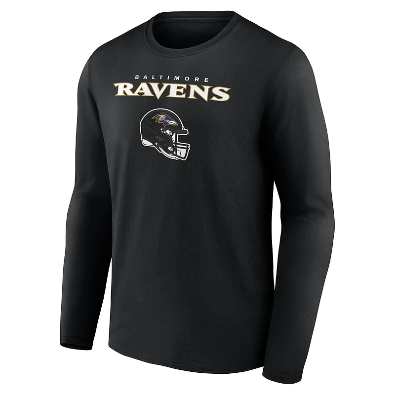 Men's Lamar Jackson Black Baltimore Ravens Team Wordmark Name & Number Long Sleeve T-Shirt
