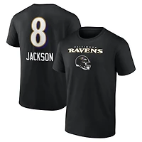 Men's Lamar Jackson Black Baltimore Ravens Team Wordmark Name & Number T-Shirt