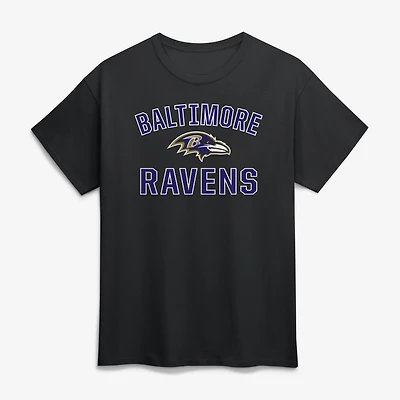 T-shirt homme violet en coton avec logo Baltimore Ravens et arche de la victoire