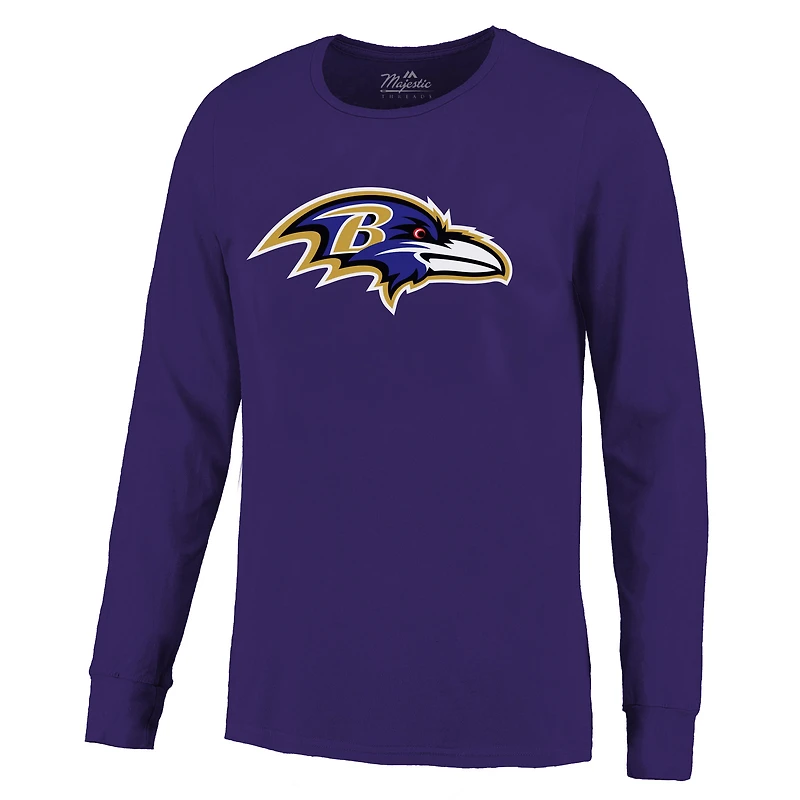 T-shirt à manches longues pour hommes Majestic Threads Derrick Henry violet Baltimore Ravens nom et numéro