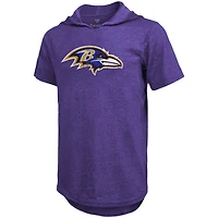 Men's Majestic Threads Lamar Jackson Purple Baltimore Ravens Player Name & Number Tri-Blend Slim Fit Hoodie T-Shirt