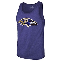 Débardeur violet pour hommes Majestic Threads Lamar Jackson Baltimore Ravens Tri-Blend Nom et numéro du joueur