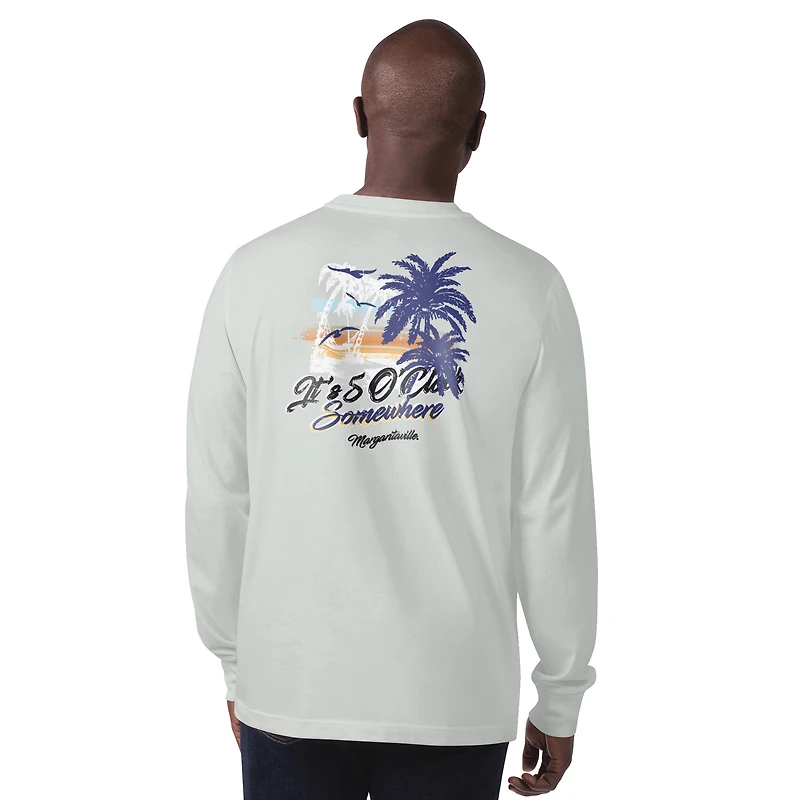 T-shirt à manches longues pour homme Margaritaville Grey Baltimore Ravens It's Five O'Clock Somewhere