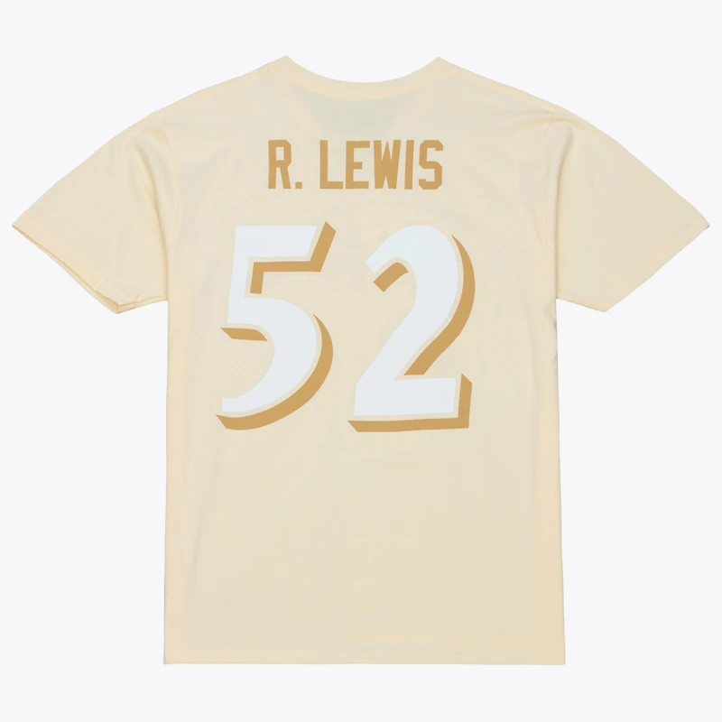 Men's Mitchell & Ness Ray Lewis Cream Baltimore Ravens Sandman Name Number T-Shirt