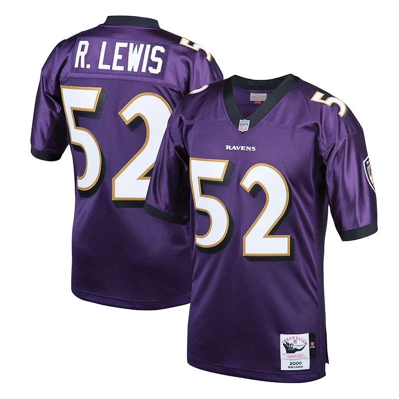 Maillot de joueur retraité authentique Mitchell & Ness Ray Lewis violet Baltimore Ravens 2000 pour hommes