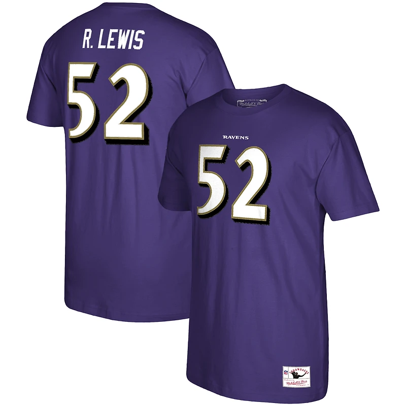 T-shirt violet avec nom et numéro du joueur retraité des Ravens de Baltimore Mitchell & Ness Ray Lewis pour hommes