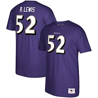 T-shirt violet avec nom et numéro du joueur retraité des Ravens de Baltimore Mitchell & Ness Ray Lewis pour hommes