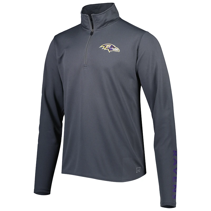 Men's MSX by Michael Strahan Charcoal Baltimore Ravens Half-Zip Pullover