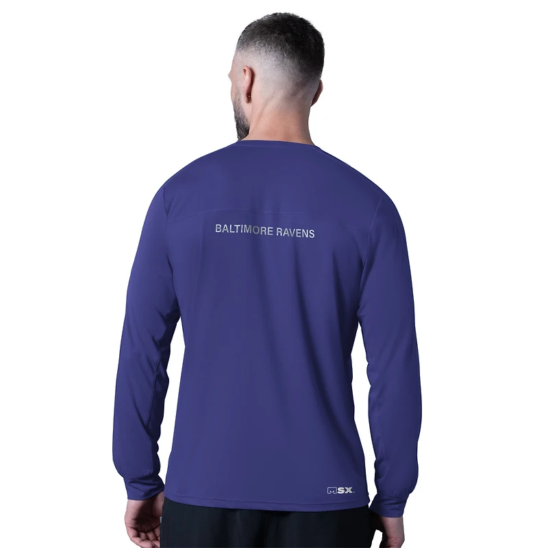 T-shirt à manches longues violet MSX by Michael Strahan pour homme, attaquant des Baltimore Ravens
