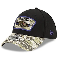 Casquette flex 39THIRTY pour homme New Era Black/Camo Baltimore Ravens 2021 Salute To Service