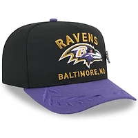 Men's New Era Black/Purple Baltimore Ravens 2025 NFL Draft On Stage A-Frame 59FIFTY Fitted Hat