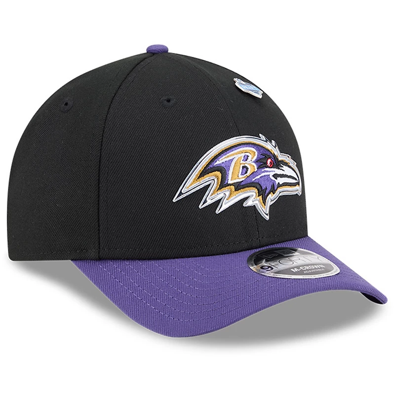 Casquette ajustable New Era noire et violette Baltimore Ravens 2026 NFL Draft 9FORTY M-Crown pour homme
