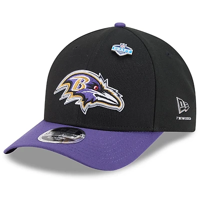 Casquette ajustable New Era noire et violette Baltimore Ravens 2026 NFL Draft 9FORTY M-Crown pour homme