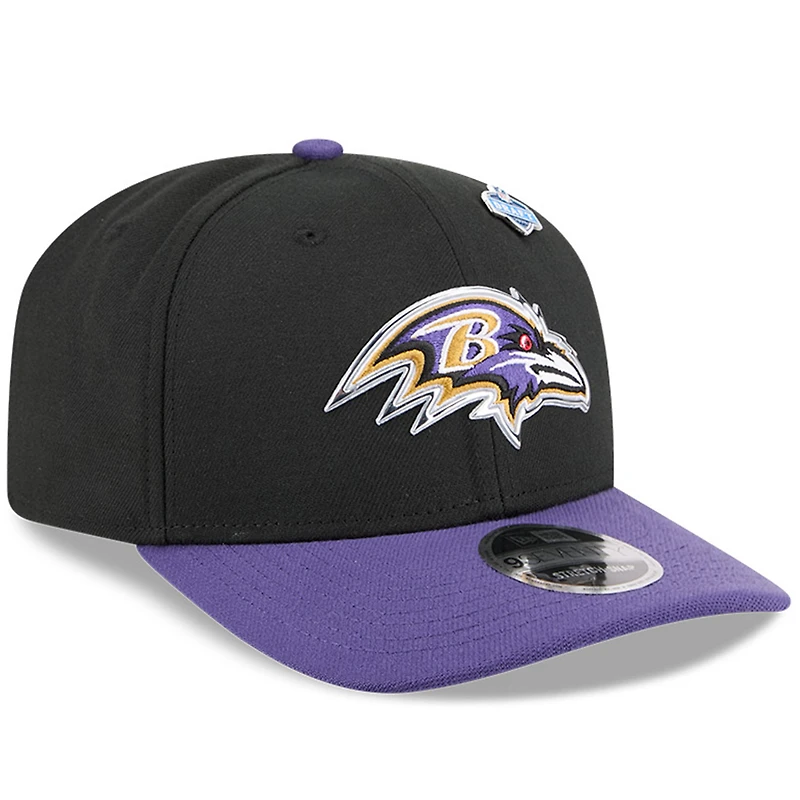 Casquette ajustable New Era noire et violette Baltimore Ravens 2026 NFL Draft 9SEVENTY pour homme